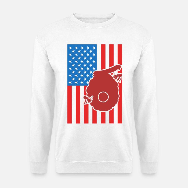 Imkerei US Flagge - Unisex Pullover - Weiß