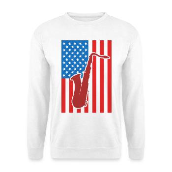 Saxophon USA Flagge - Unisex Pullover - Weiß - Vorne