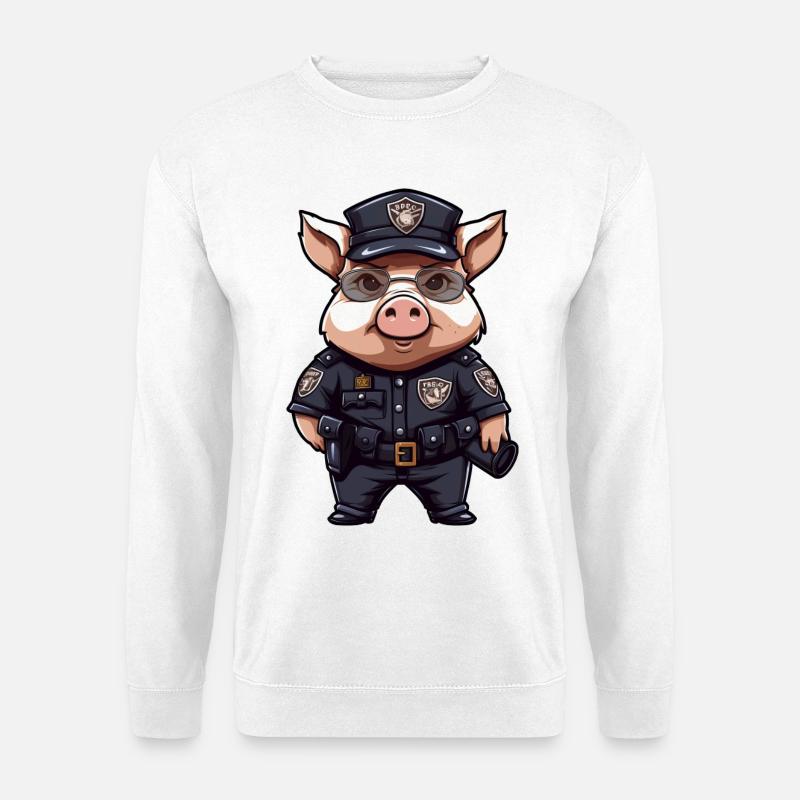 Schweinchen Polizist - Unisex Pullover - Weiß