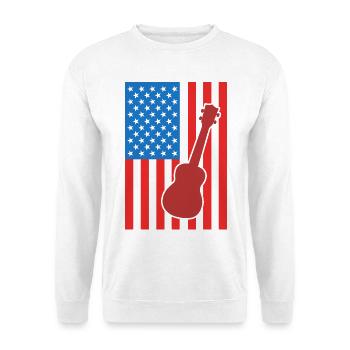 Ukulele USA Flagge - Unisex Pullover - Weiß - Vorne