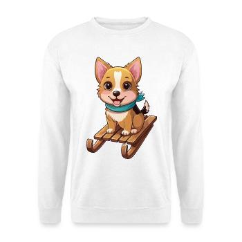 Lustiger Hund mit Schlitten - Unisex Pullover - Weiß - Vorne