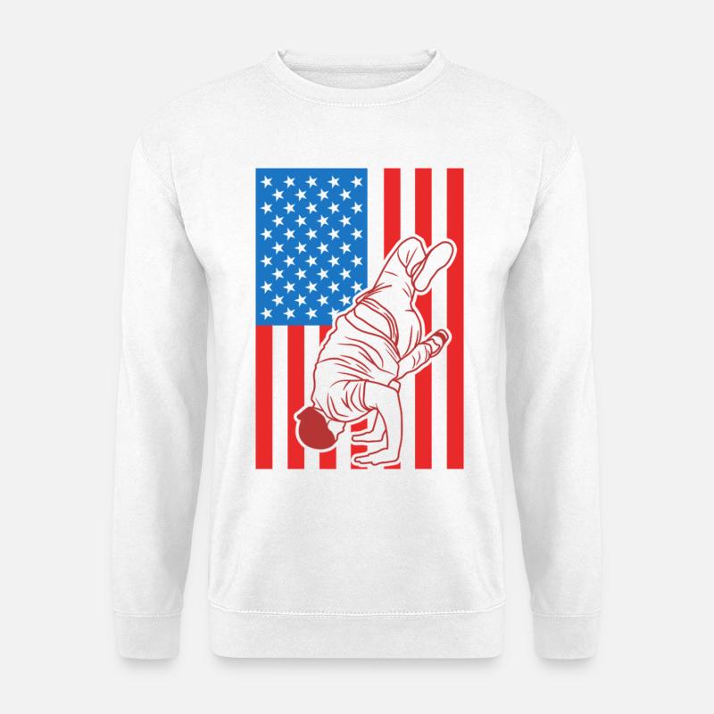 Breakdance USA Flagge - Unisex Pullover - Weiß
