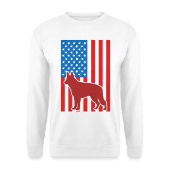 Schäferhund US Flagge - Unisex Pullover - Weiß - Vorne