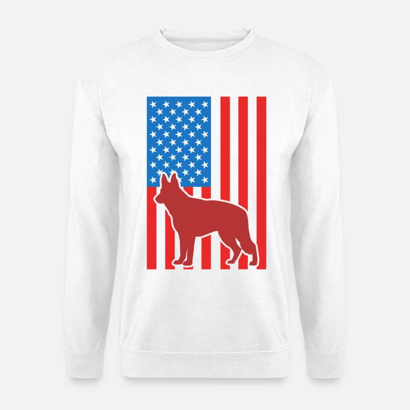 German Shepherd US Flag - Unisex Sweatshirt - white