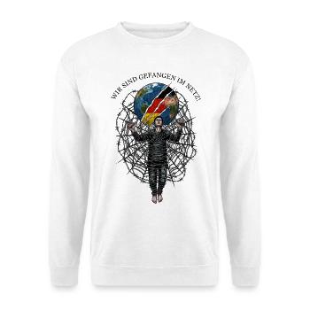 World in a crack with cobweb and man - Unisex Sweatshirt - white - Front