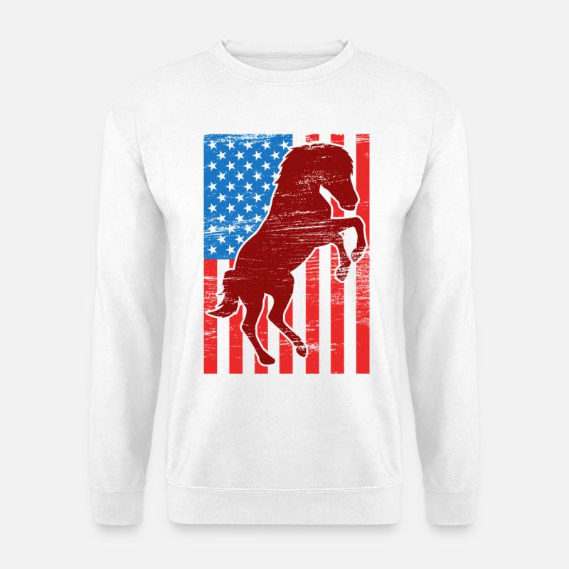 US Flagge Reiten - Unisex Pullover - Weiß