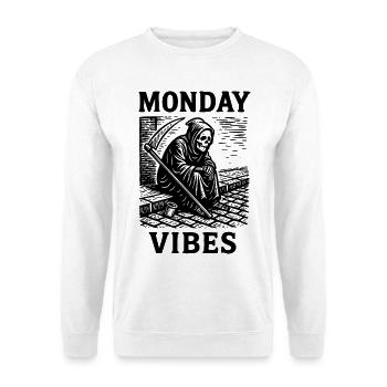 Monday Vibes – Grande Faucheuse en éclosion en bois - Sweat-shirt Unisexe - blanc - Devant
