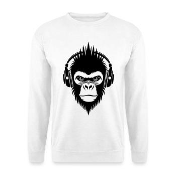 Bass und starker Affenkopf Punk Beat Shirt - Unisex Pullover - Weiß - Vorne