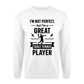 Super Tischtennisspieler Lustig - Unisex Pullover - Weiß - Vorne - Alina (178cm) & Michal (187cm)