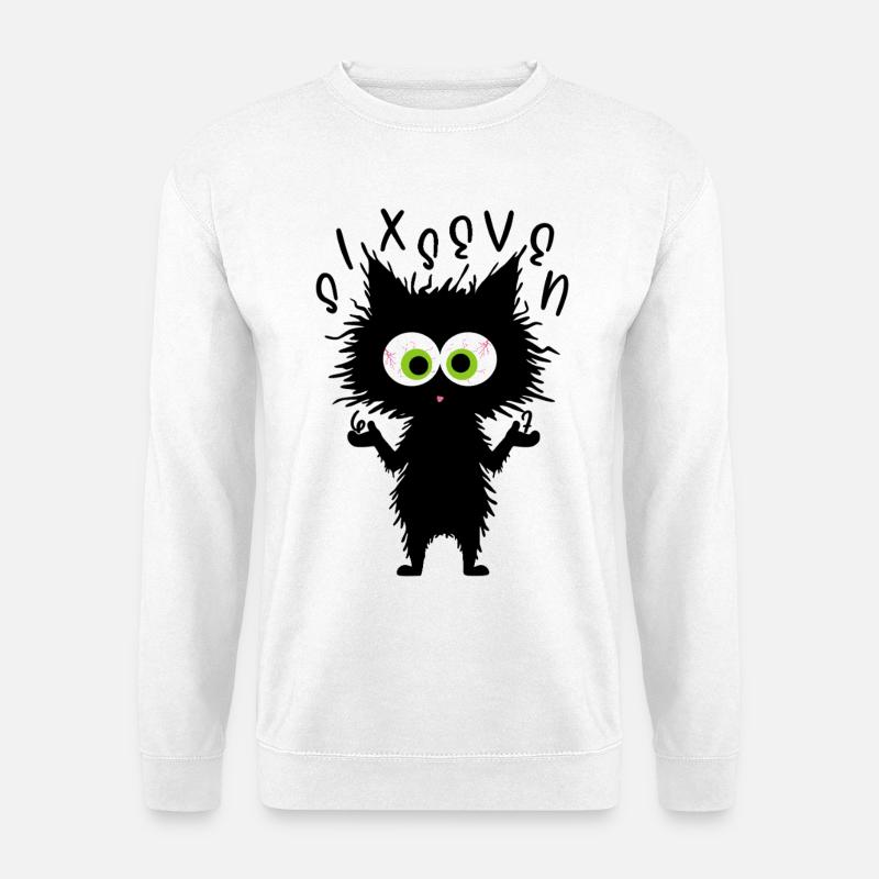 67 Lustige Katze Six Seven Meme - Unisex Pullover - Weiß