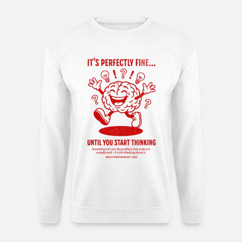 Red Brain Comic: Stop Thinking - Unisex Sweatshirt - white