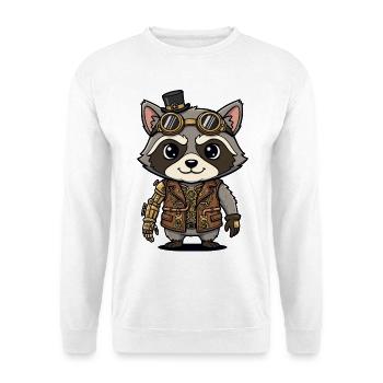 Waschbär-Steampunk-Arm-Roboteringenieur - Unisex Pullover - Weiß - Vorne