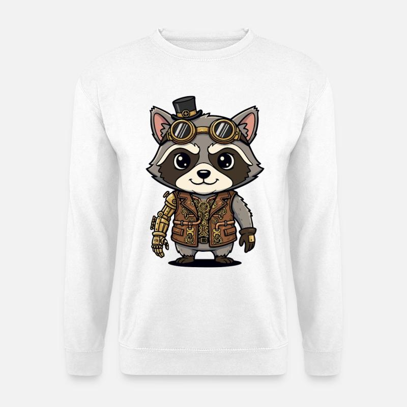 Raccoon Steampunk Arm Robotic Engineer - Unisex Sweatshirt - white