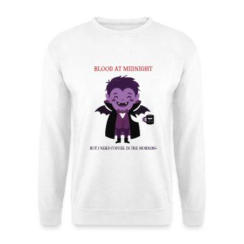 Blood At Midnight Coffee - Funny Vampire T-Shirt - Unisex Sweatshirt - white - Front