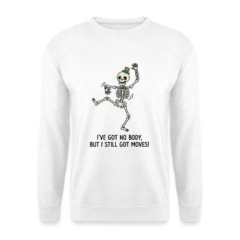 Tanzendes Skelett mit grünem Hut - Unisex Pullover - Weiß - Vorne