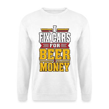Geschenk für Bierliebhaber Bierfan Bier Spruch - Unisex Pullover - Weiß - Vorne - Alina (178cm) & Michal (187cm)