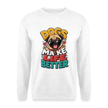 Mops - Unisex Pullover - Weiß - Vorne - Alina (178cm) & Michal (187cm)