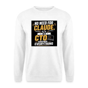 Claude und CTO in Begleitung - Unisex Pullover - Weiß - Vorne - Alina (178cm) & Michal (187cm)
