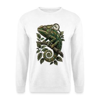 Herpetologie Herpetologe Chamäleon - Unisex Pullover - Weiß - Vorne - Alina (178cm) & Michal (187cm)