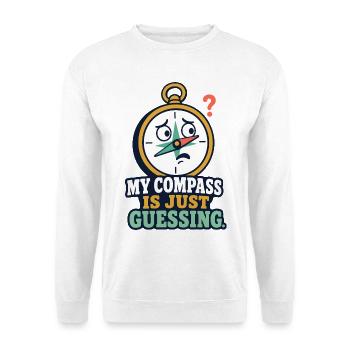 My Compass Is Just Guessing – Outdoor Humor - Unisex Pullover - Weiß - Vorne - Alina (178cm) & Michal (187cm)