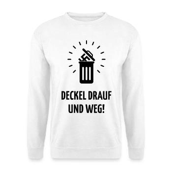 Deckel Drauf Und Weg! (Gegen Rechts / Black) - Unisex Pullover - Weiß - Vorne - Alina (178cm) & Michal (187cm)