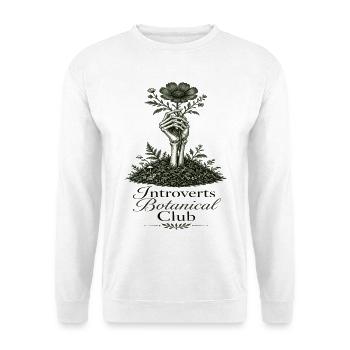 Introverts Botanischer Club Blüte - Unisex Pullover - Weiß - Vorne - Alina (178cm) & Michal (187cm)