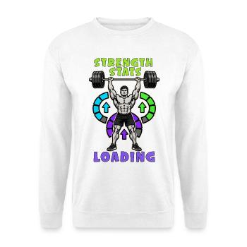 Stärke-Werte laden - Unisex Pullover - Weiß - Vorne - Alina (178cm) & Michal (187cm)