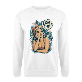 Retro Pin-Up Girl - EDM Time Festival Design - Unisex Pullover - Weiß - Vorne - Alina (178cm) & Michal (187cm)