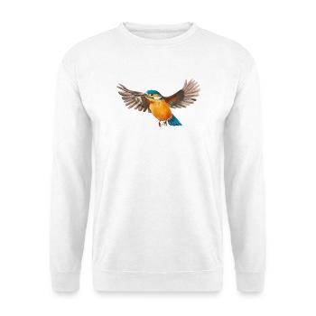 Eisvogel im Flug - Unisex Pullover - Weiß - Vorne - Alina (178cm) & Michal (187cm)
