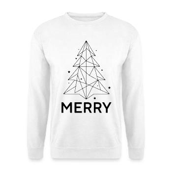 MERRY Chrismas - Weihnachtsbaum Minimalistisch - Unisex Pullover - Weiß - Vorne - Alina (178cm) & Michal (187cm)