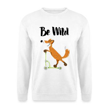 Be Wild Fuchs mit seinem Roller - Kinder - Lustig - Unisex Pullover - Weiß - Vorne