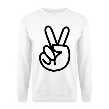Peace, peace sign, hand with two fingers up # - Unisex Sweatshirt - white - Front