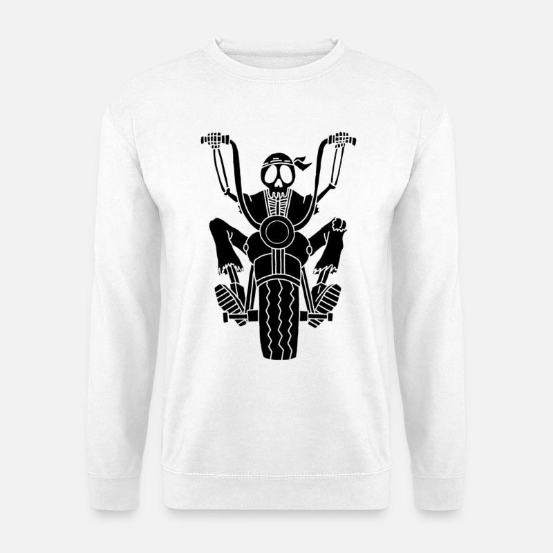 Black biker skeleton - Unisex Sweatshirt - white