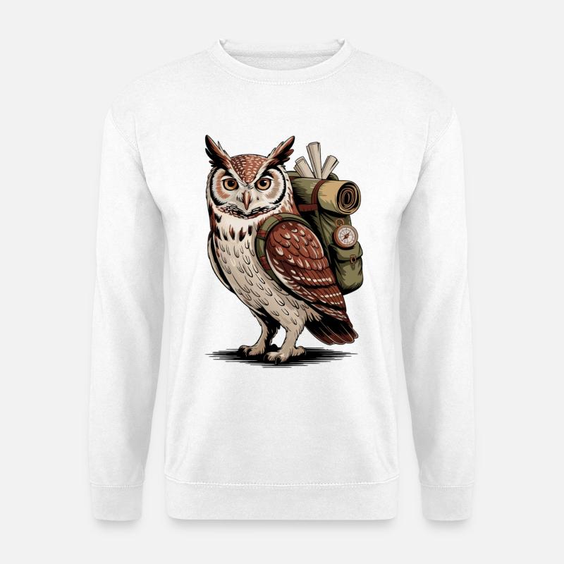 Owl Adventure with Backpack - Unisex Sweatshirt - white