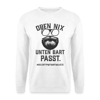 Geiler Typ Mit Bart Und Glatze Bartträger Vollbart - Unisex Pullover - Weiß - Vorne