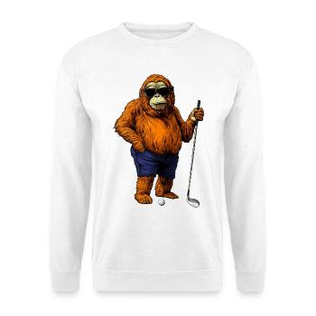 Affe Golfspieler - Unisex Pullover - Weiß - Vorne