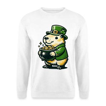Capybara Lucky Leprechaun Gold Pot Gift Funny - Unisex Sweatshirt - white - Front