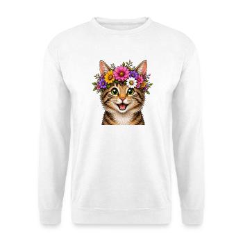 Cat with floral decoration - Unisex Sweatshirt - white - Front