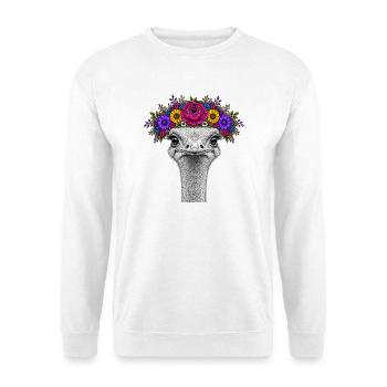 Strauß mit buntem Blumenkranz - Unisex Pullover - Weiß - Vorne