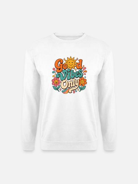 Good Vibe's Only Retro Floral - Unisex Sweatshirt - white