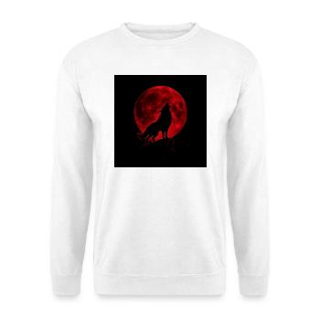 Loup hurle sous Lune Rouge - Sweat-shirt Unisexe - blanc - Devant