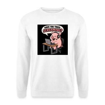 Schwein am Headset Desk - Unisex Pullover - Weiß - Vorne