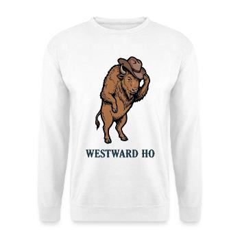 Westward Bison with Cowboy Hat - Unisex Sweatshirt - white - Front