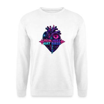 Mein Herz Hat Bass – Festival & Techno Heart Beat - Unisex Pullover - Weiß - Vorne