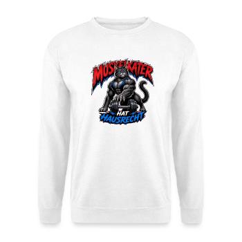 Muskelkater Hat Hausrecht – Fitness Katze - Unisex Pullover - Weiß - Vorne