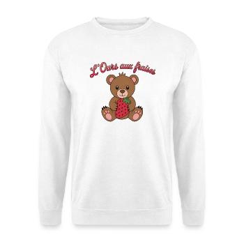 L'ours aux fraises - Sweat-shirt Unisexe - blanc - Devant