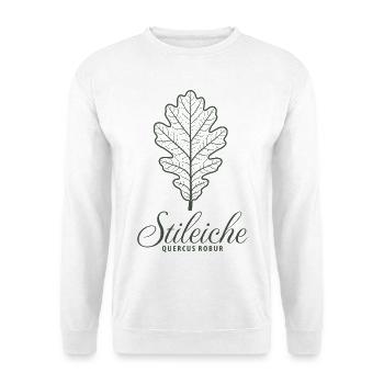 Stileiche | Eichenblatt Illustration | Baum - Unisex Pullover - Weiß - Vorne - Alina (178cm) & Michal (187cm)