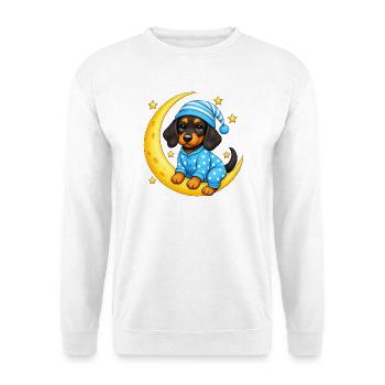Gute Nacht Dackel - Unisex Pullover - Weiß - Vorne - Alina (178cm) & Michal (187cm)