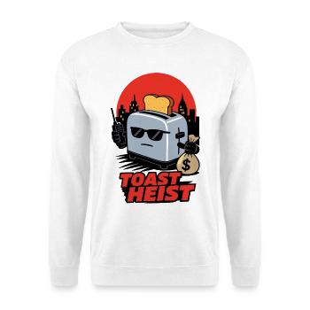 Toast Heist – Gangster Toaster mit Geldsack - Unisex Pullover - Weiß - Vorne - Alina (178cm) & Michal (187cm)
