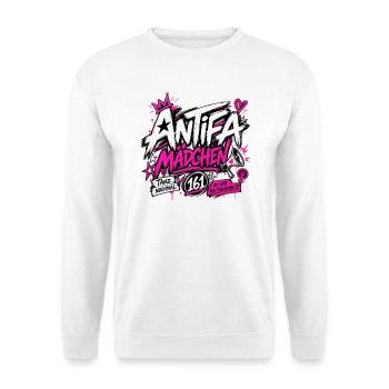 Antifa Mädchen - Unisex Pullover - Weiß - Vorne - Alina (178cm) & Michal (187cm)
